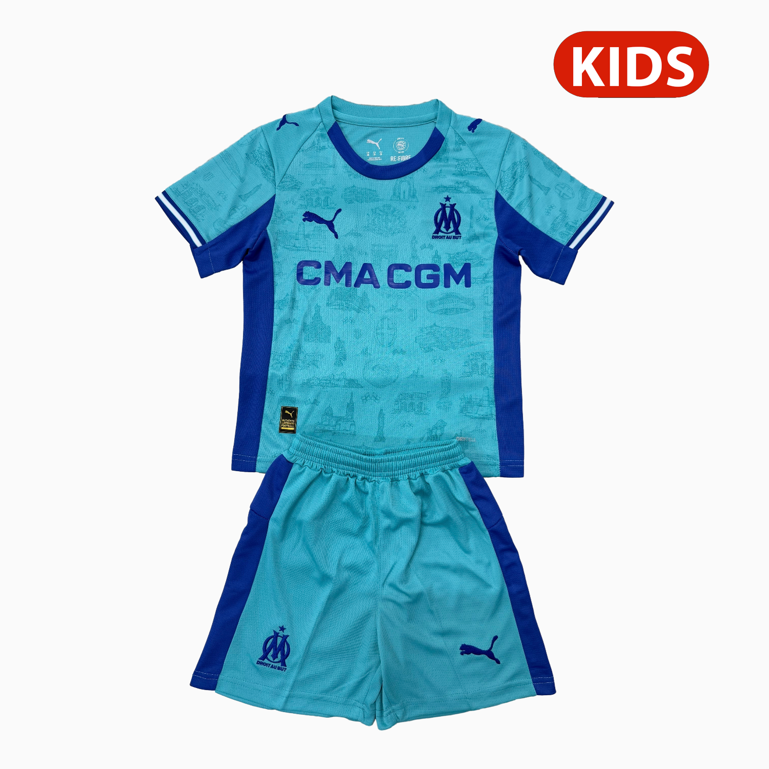 AlphaJersey-Marseille 25-26 Blue Goalkeeper Kids Kit