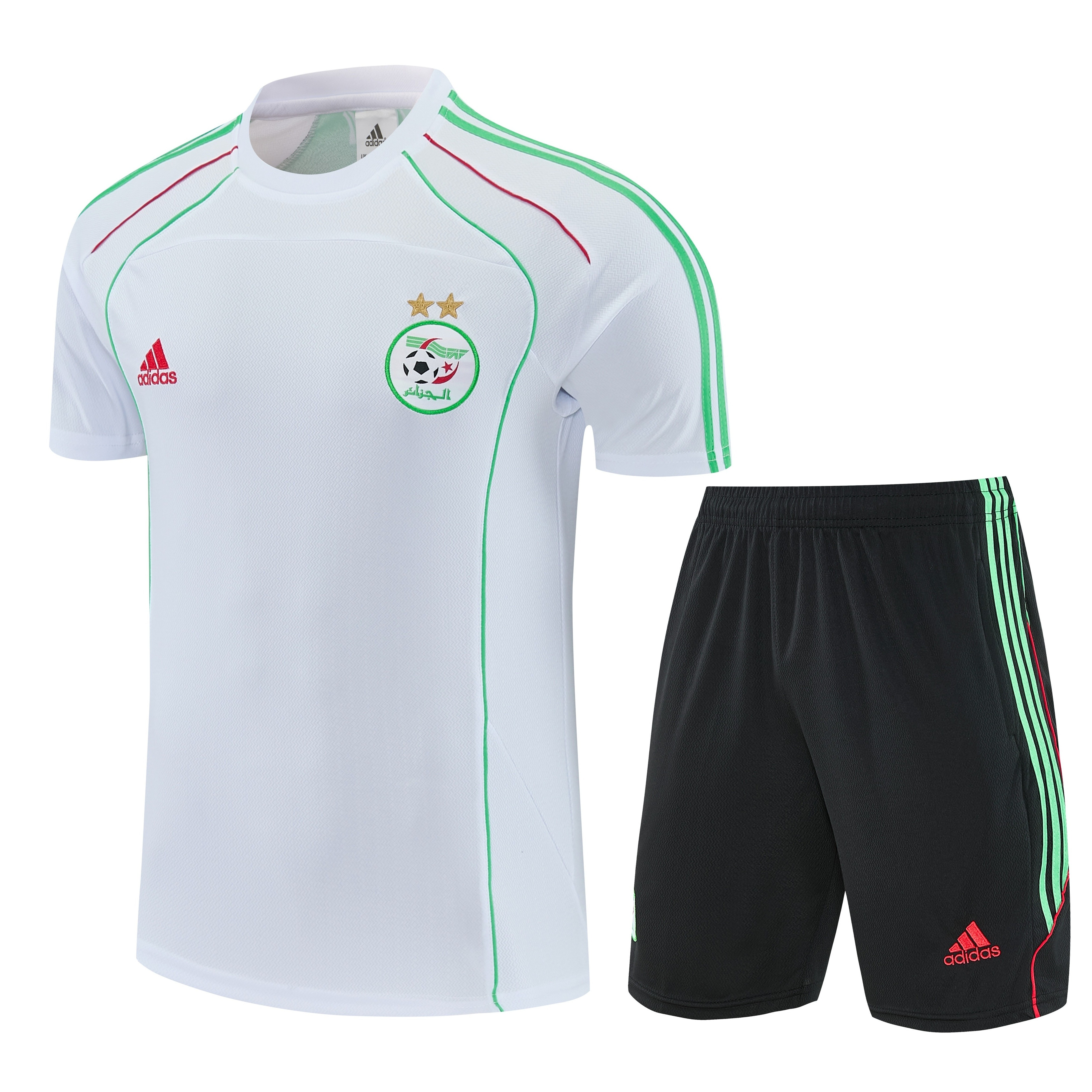 AlphaJersey-Algeria 2026 Short-Sleeve Training Set - White Top and Black Shorts