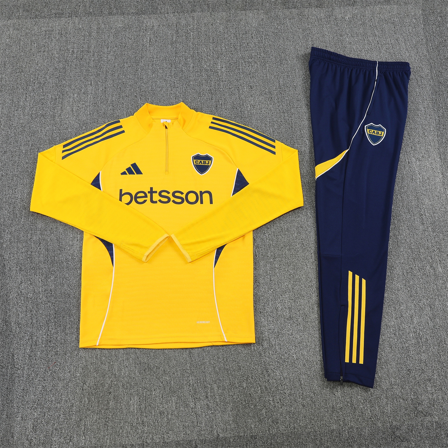 AlphaJersey-Boca Juniors 25-26 Long Sleeves Training Set - Yellow Top & Royal Blue Pants