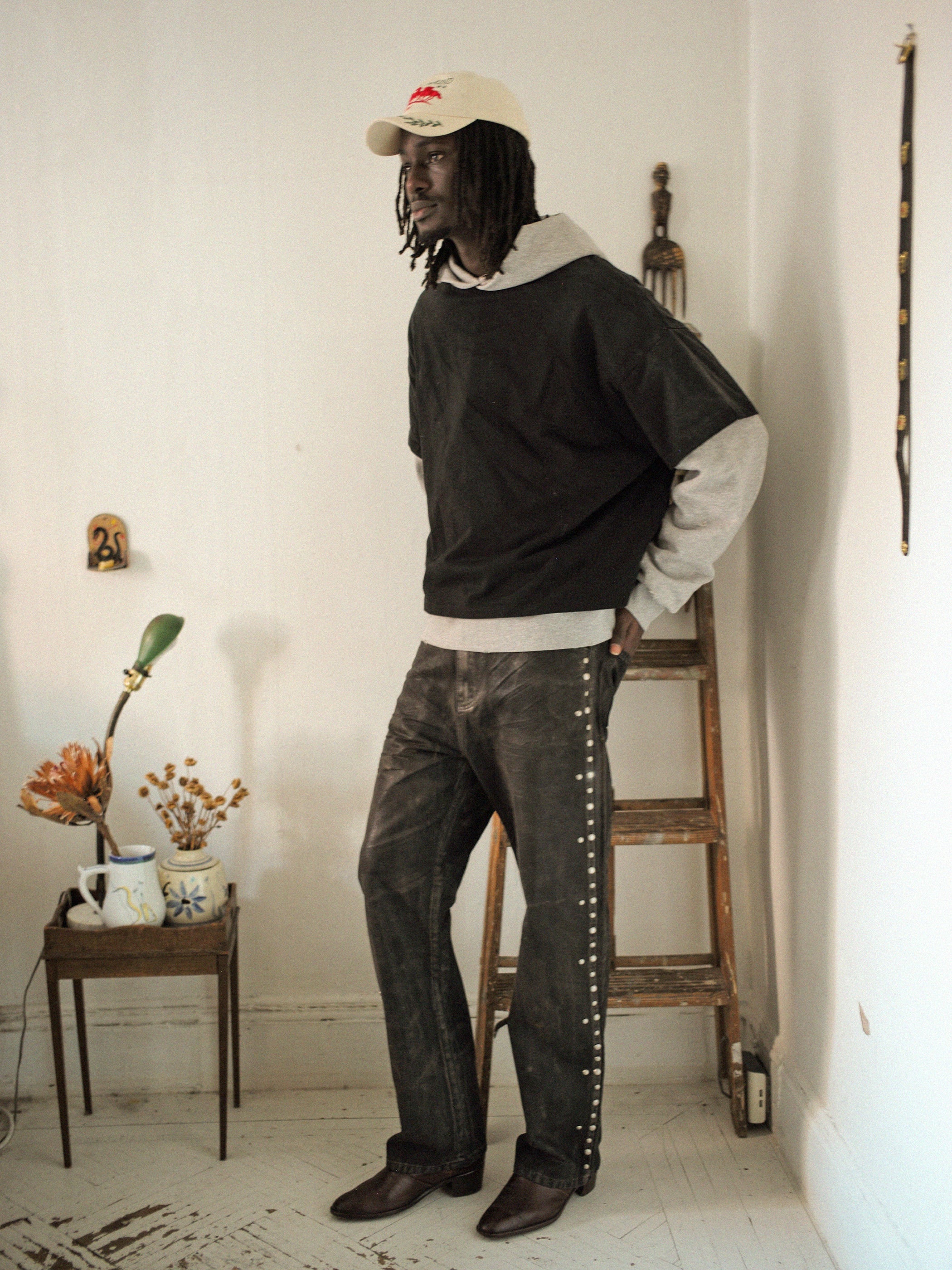 Waxed Studded Jeans | Modern Menswear by yycbvcnbmmnbm