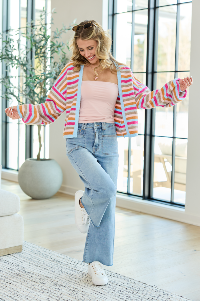 Jennie Multi Striped Cropped Cardigan | Elegant Women's Fashion by coolavocek