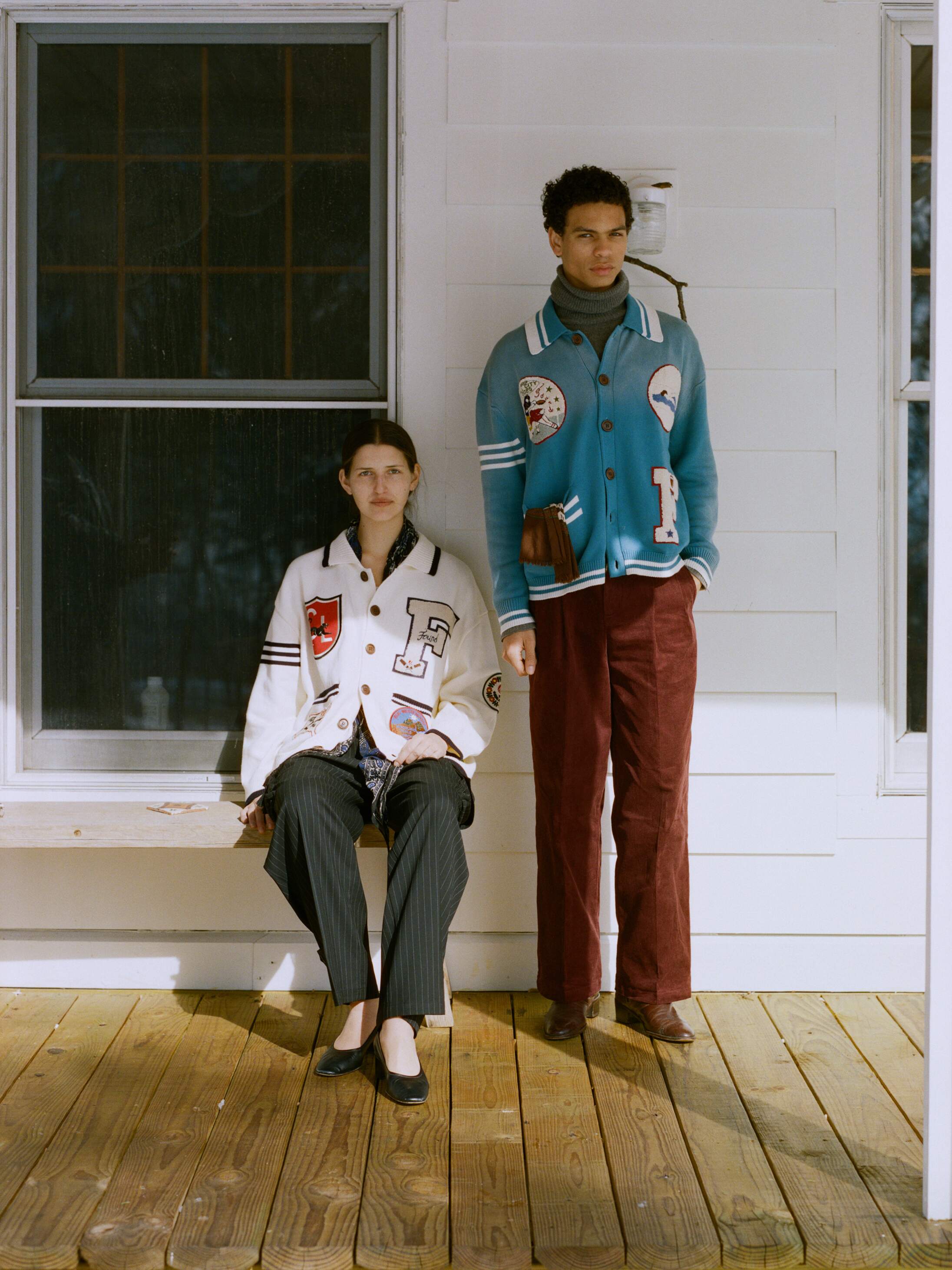 Fin Varsity Patch Collared Cardigan | Modern Menswear by yycbvcnbmmnbm