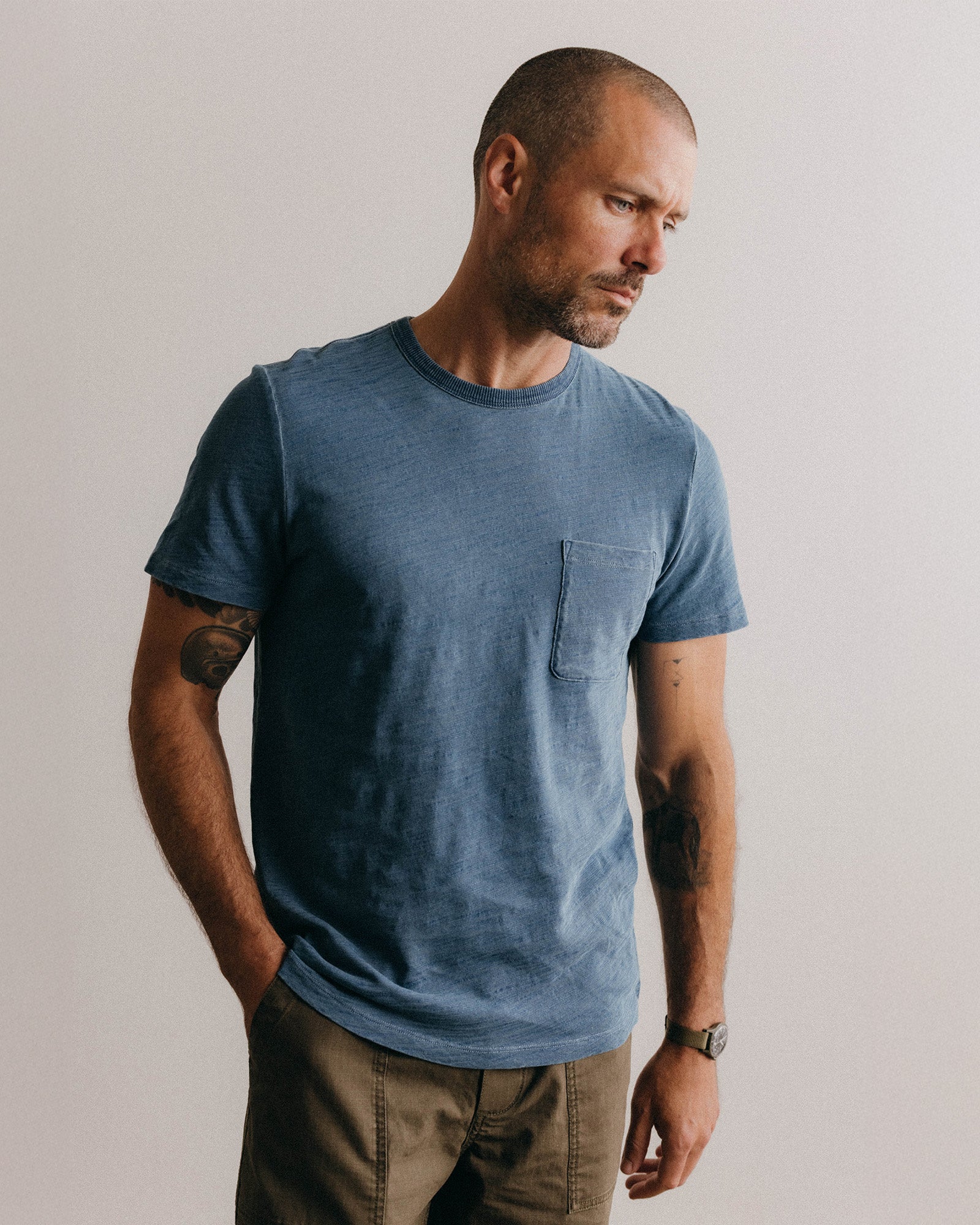 The Slub Tee in Washed Indigo | Modern Menswear by yycbvcnbmmnbm