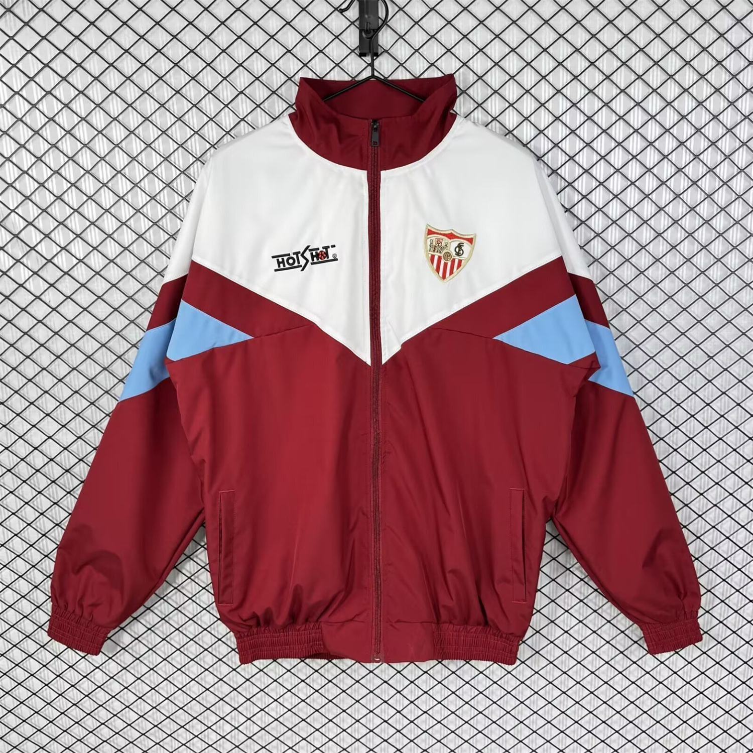 AlphaJersey-Retro Sevilla 1993-94 Home Windbreaker Jacket - White And Red