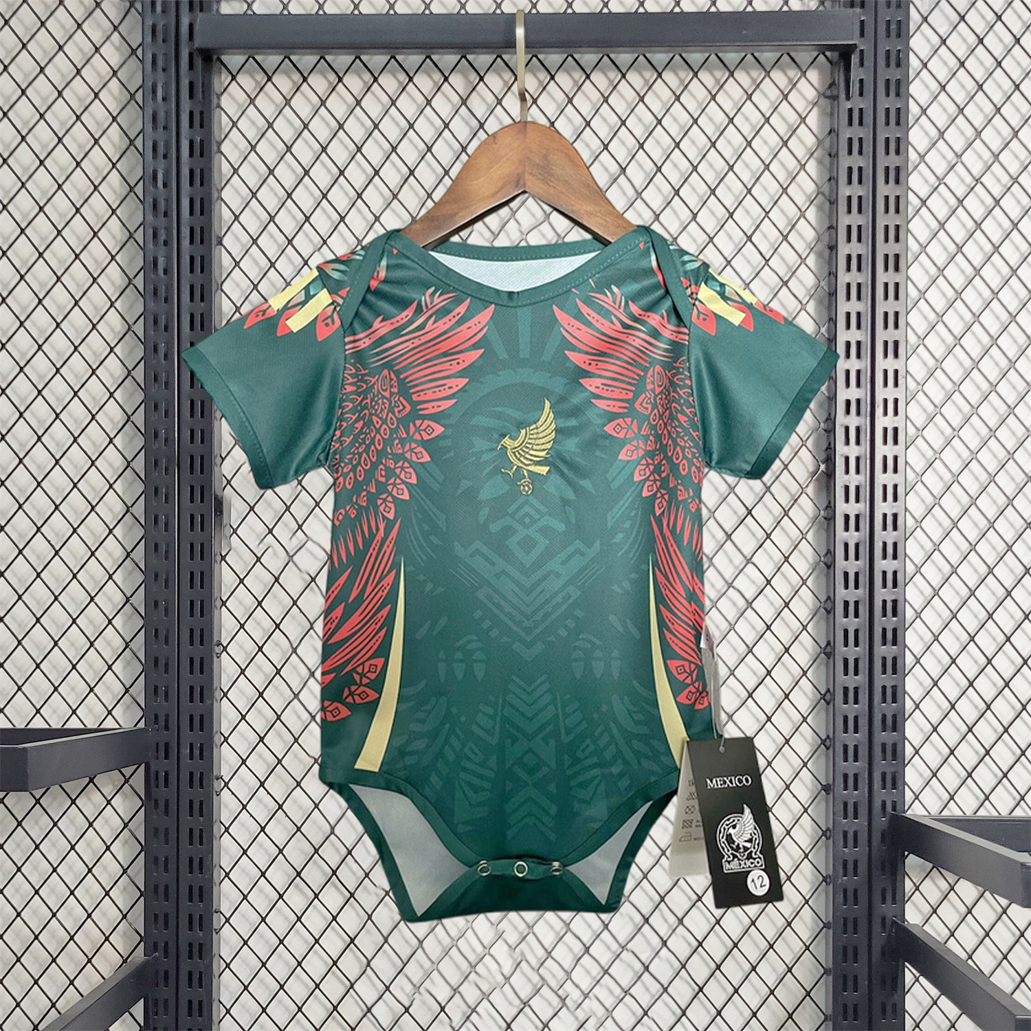 AlphaJersey-Mexico 2025 Gold Cup Golden Eagle Green Baby Crawling Suit