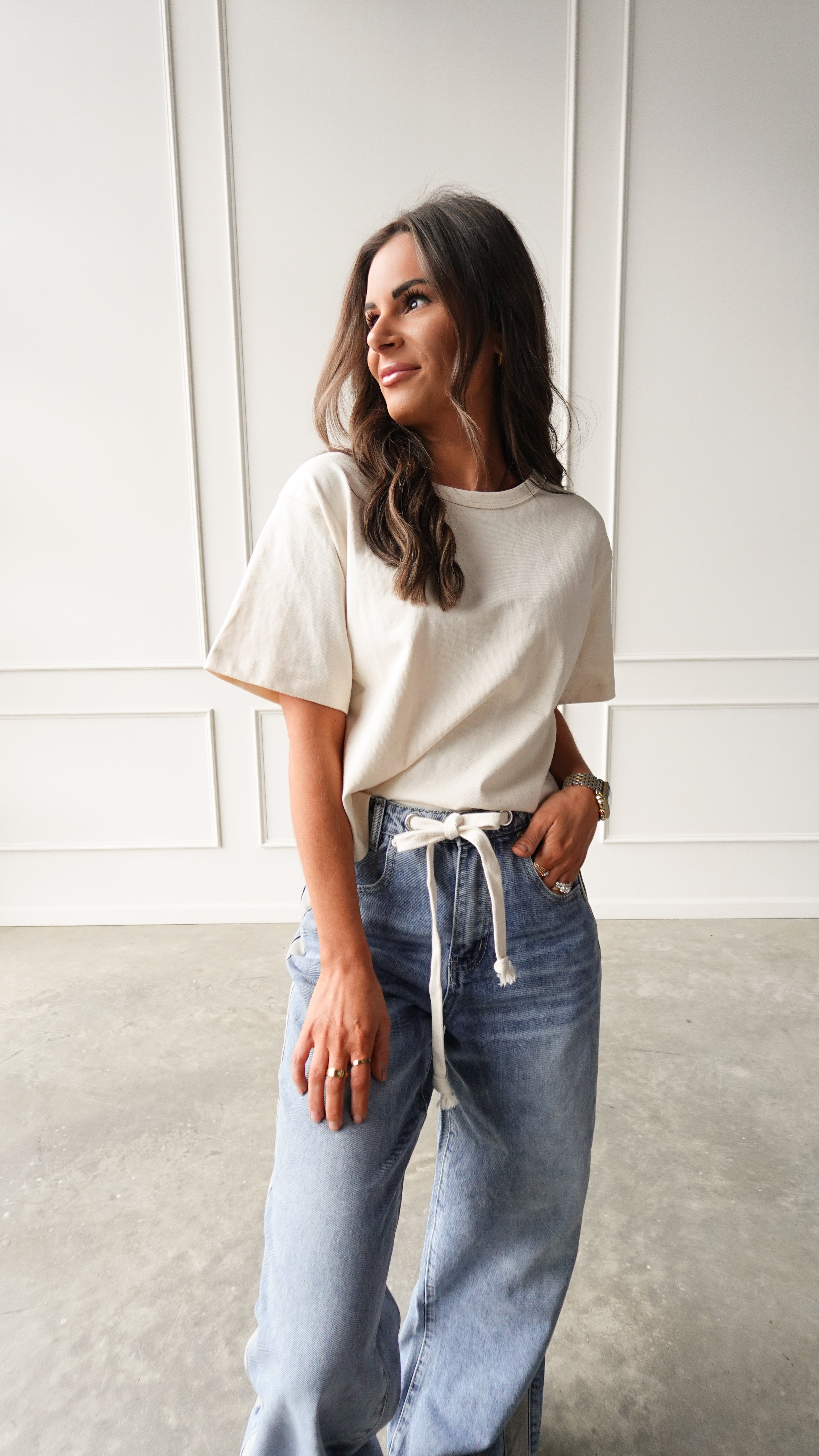 Oatmeal Short Sleeve Linen Tee | Elegant Women's Fashion by coolavocek