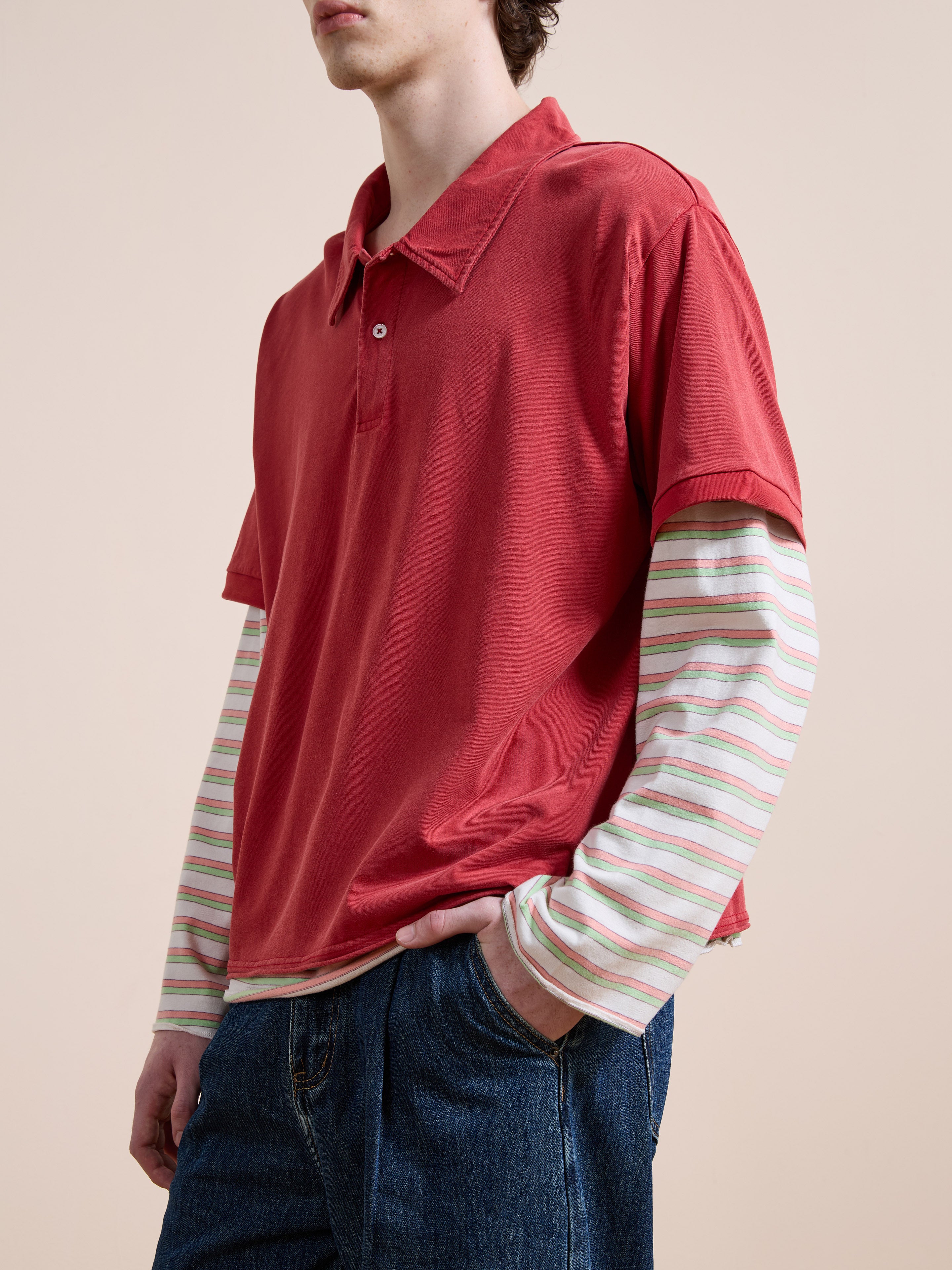 Double Layer Stripe Polo | Modern Menswear by yycbvcnbmmnbm