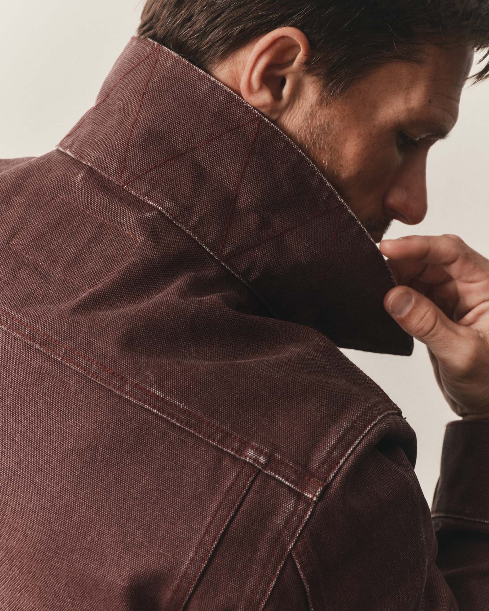 The Ryder Jacket in Burgundy Chipped Canvas | Modern Menswear by yycbvcnbmmnbm