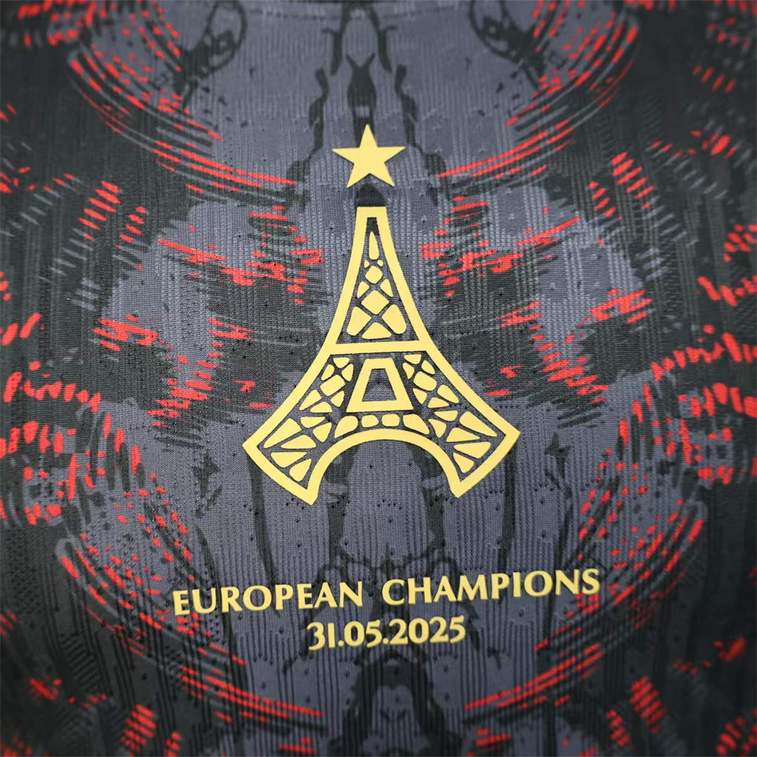 AlphaJersey-Paris Saint-Germain PSG 25-26 Champions League Commemorative Edition Black Red Eiffel Tower Jersey - Player Version