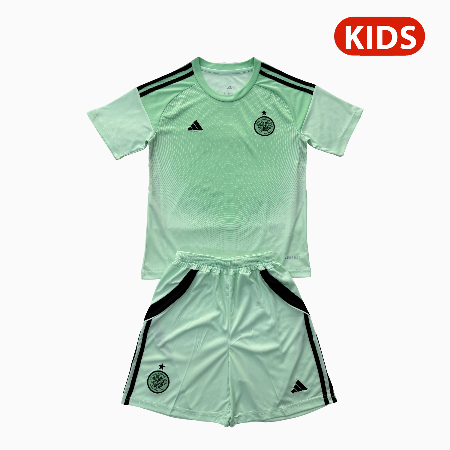 AlphaJersey-Celtic 25-26 Green Goalkeeper Kids Kit