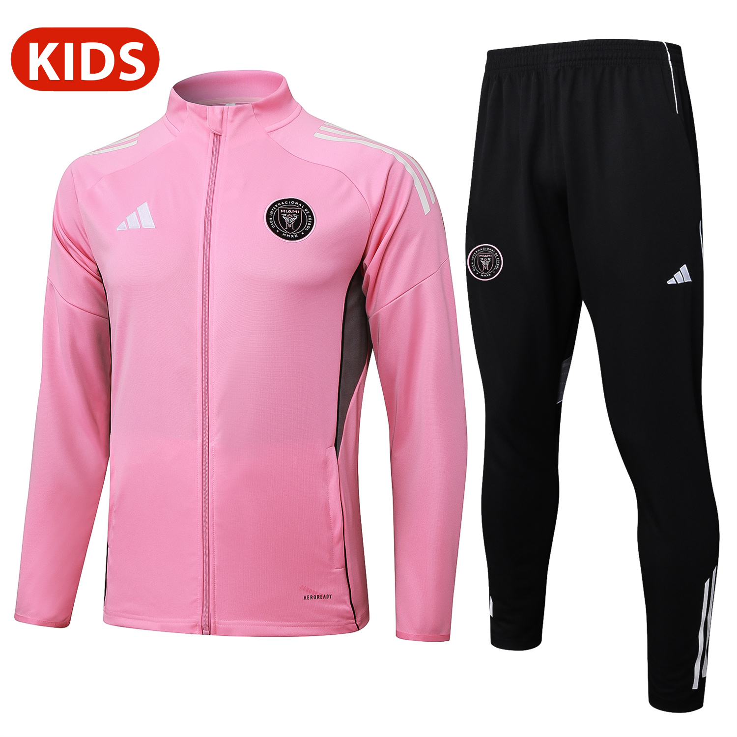 AlphaJersey-Kids INT M.A.M 25-26 Kids Jacket Training Tracksuit - Pink Top and Black Pants