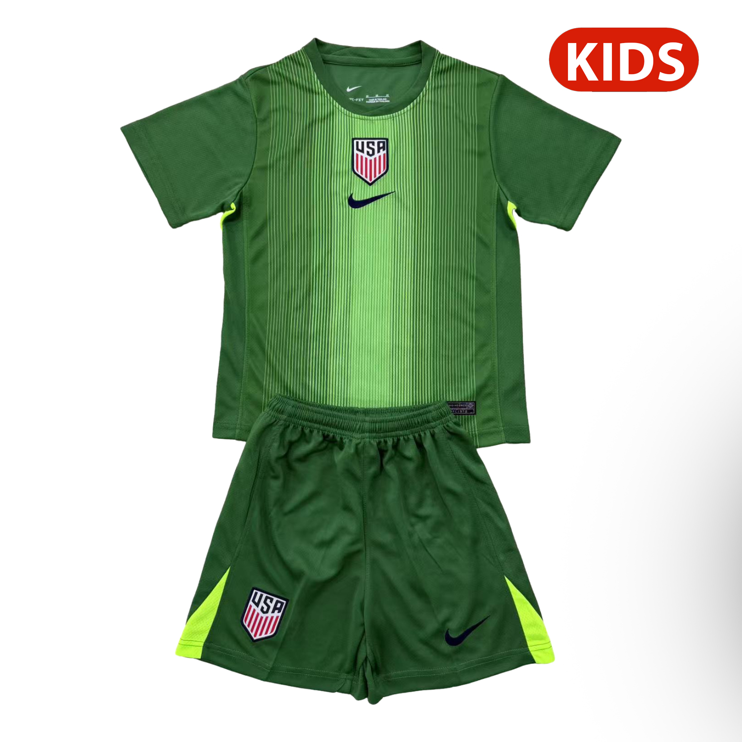 AlphaJersey-United States USA 25-26 Green Goalkeeper Kids Kit