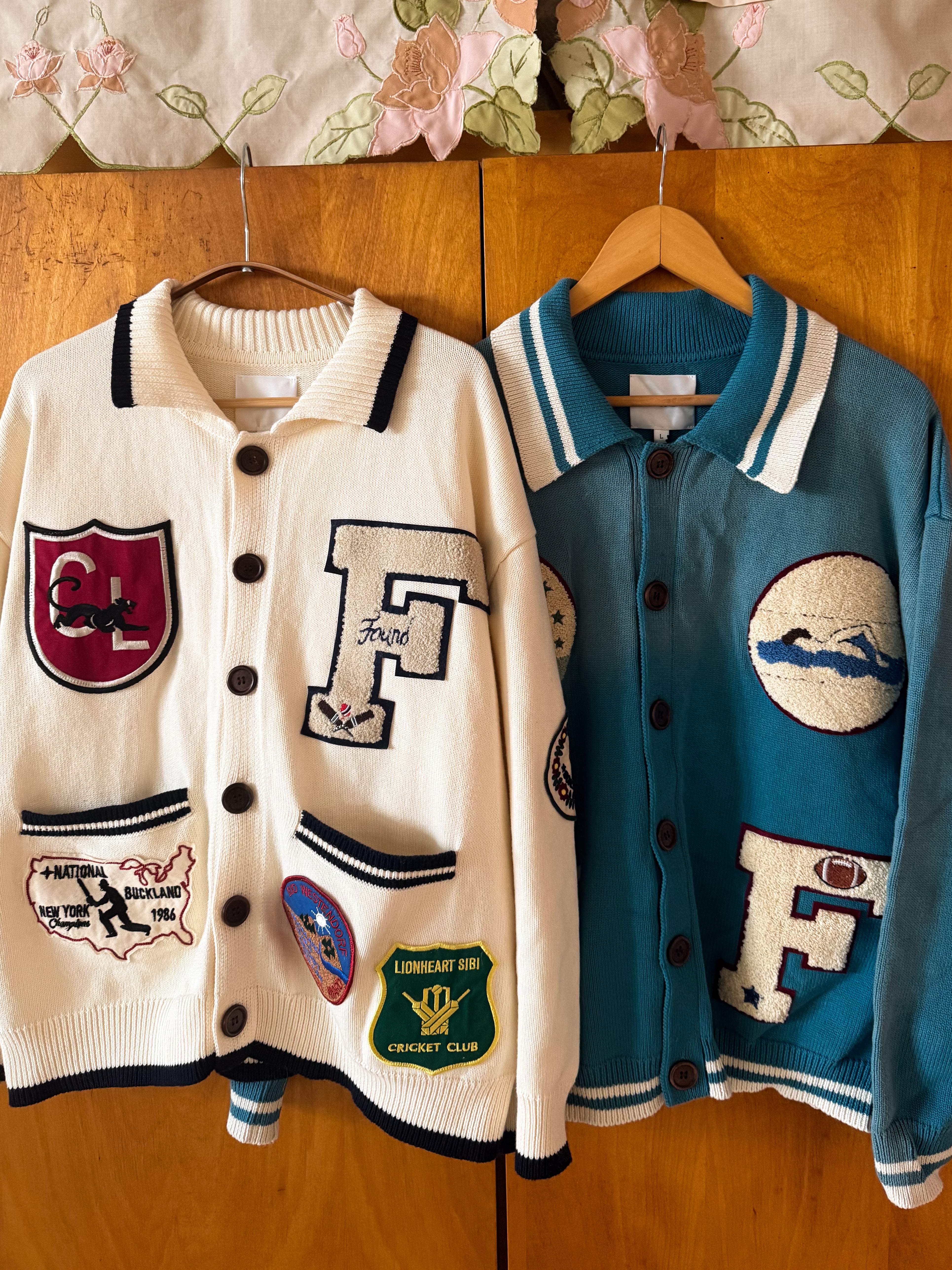 Fin Varsity Patch Collared Cardigan | Modern Menswear by yycbvcnbmmnbm