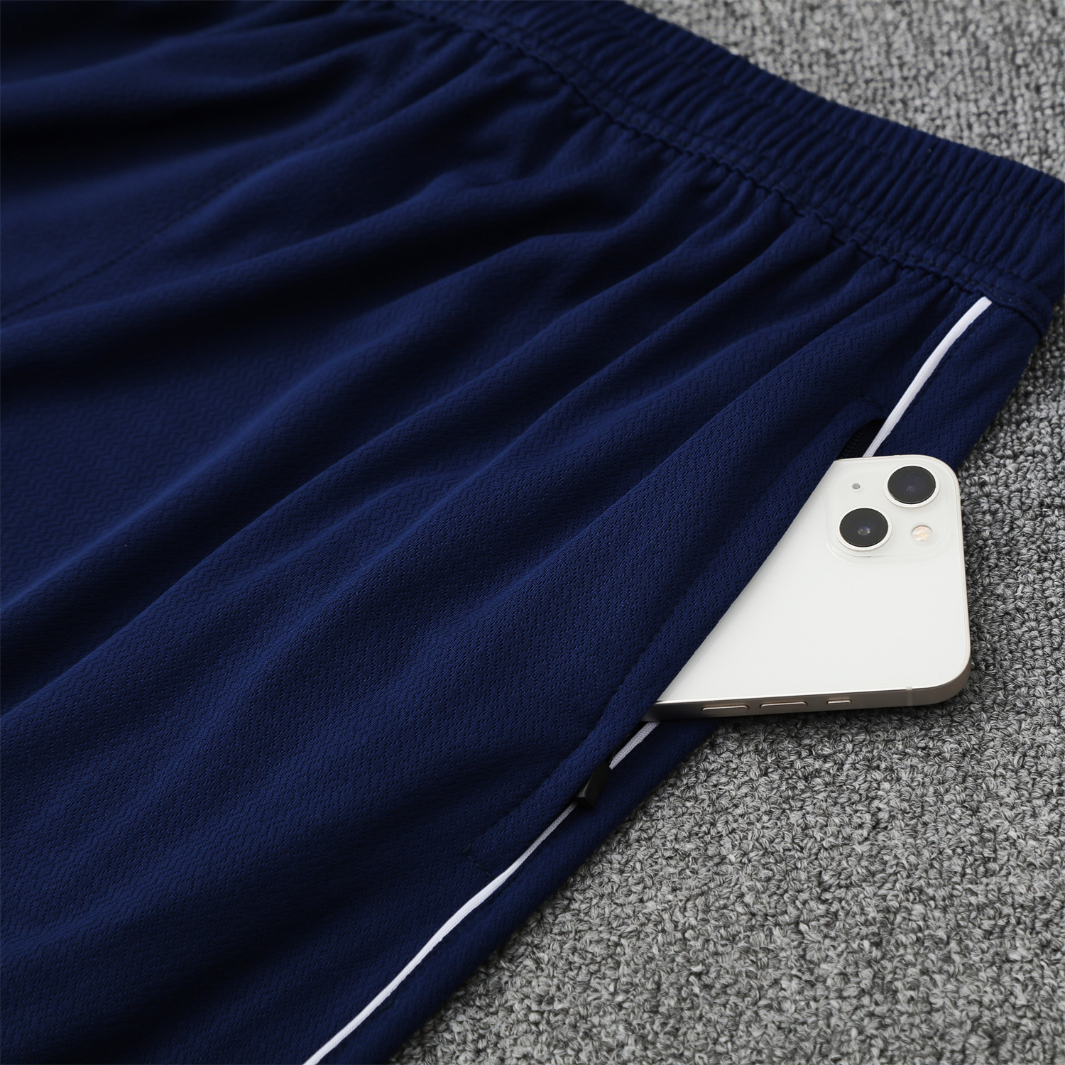 AlphaJersey-Marseille 25-26 Short-Sleeve Training Set - White Top & Blue Shorts