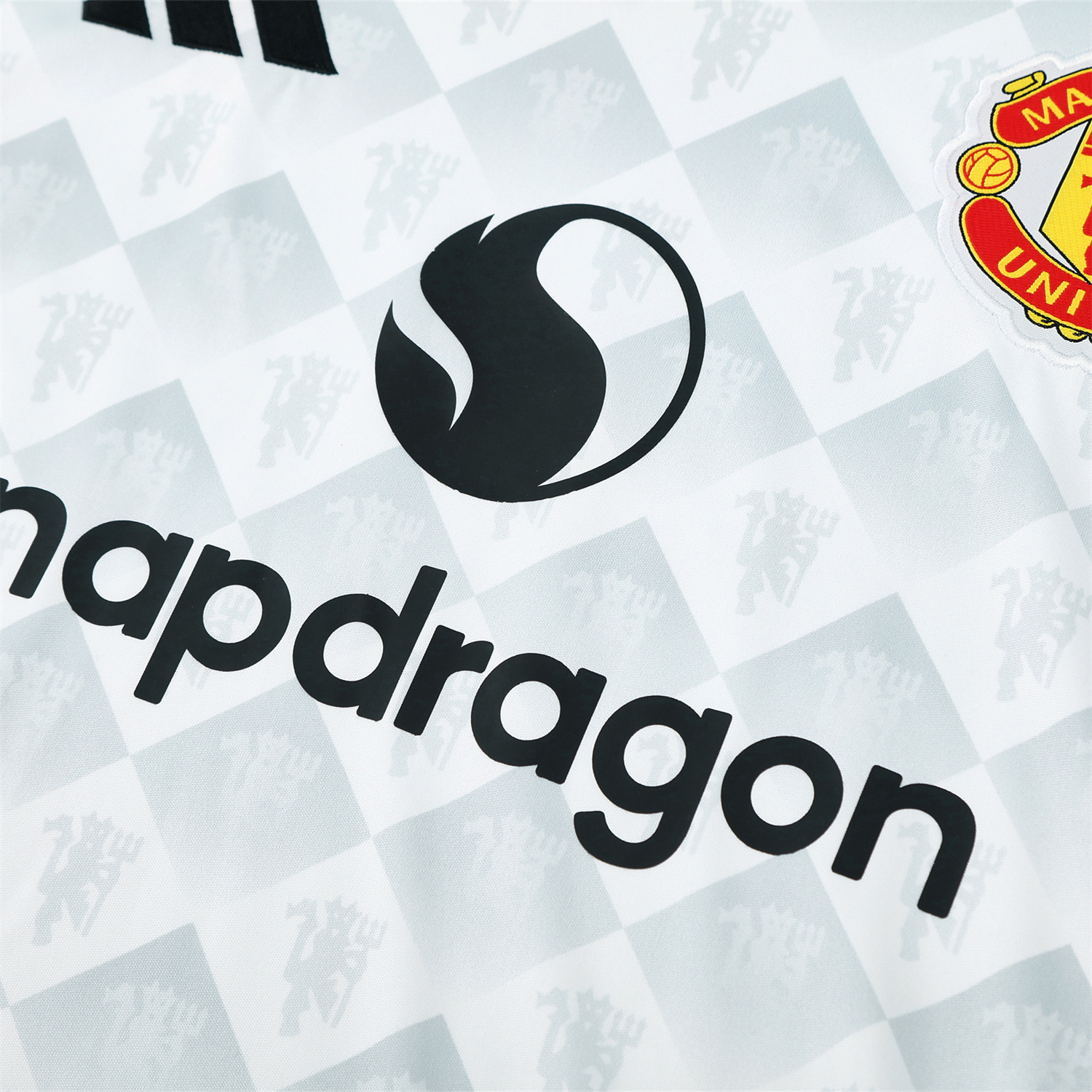 AlphaJersey-Manchester United 25-26 Short-Sleeve Training Set - Red Edge White Top & Black Shorts