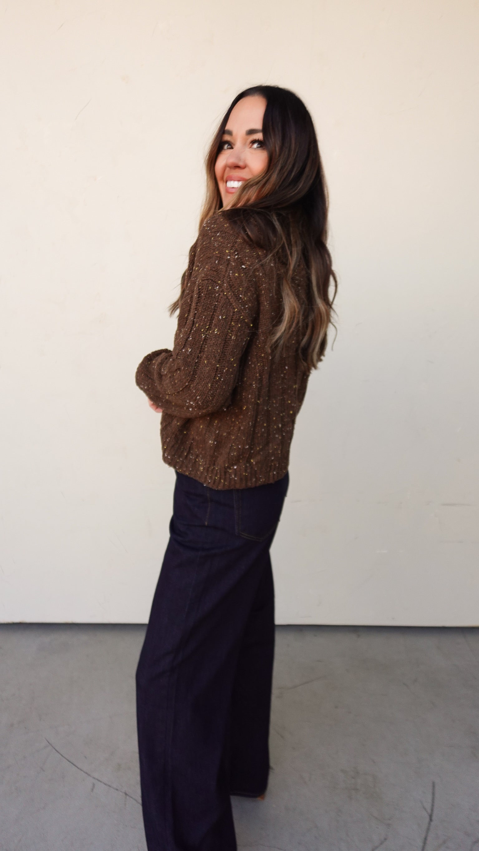 Brown Ribbed Knit Cardigan | Elegant Women's Fashion by coolavocek