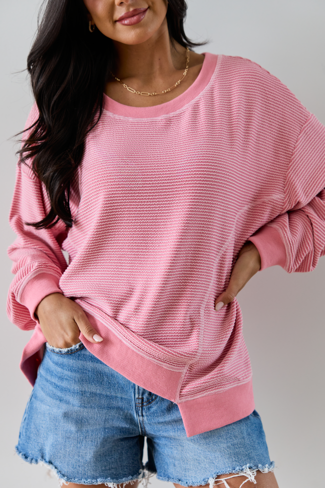Melanie Pink Striped Pullover SALE | Elegant Women's Fashion by coolavocek