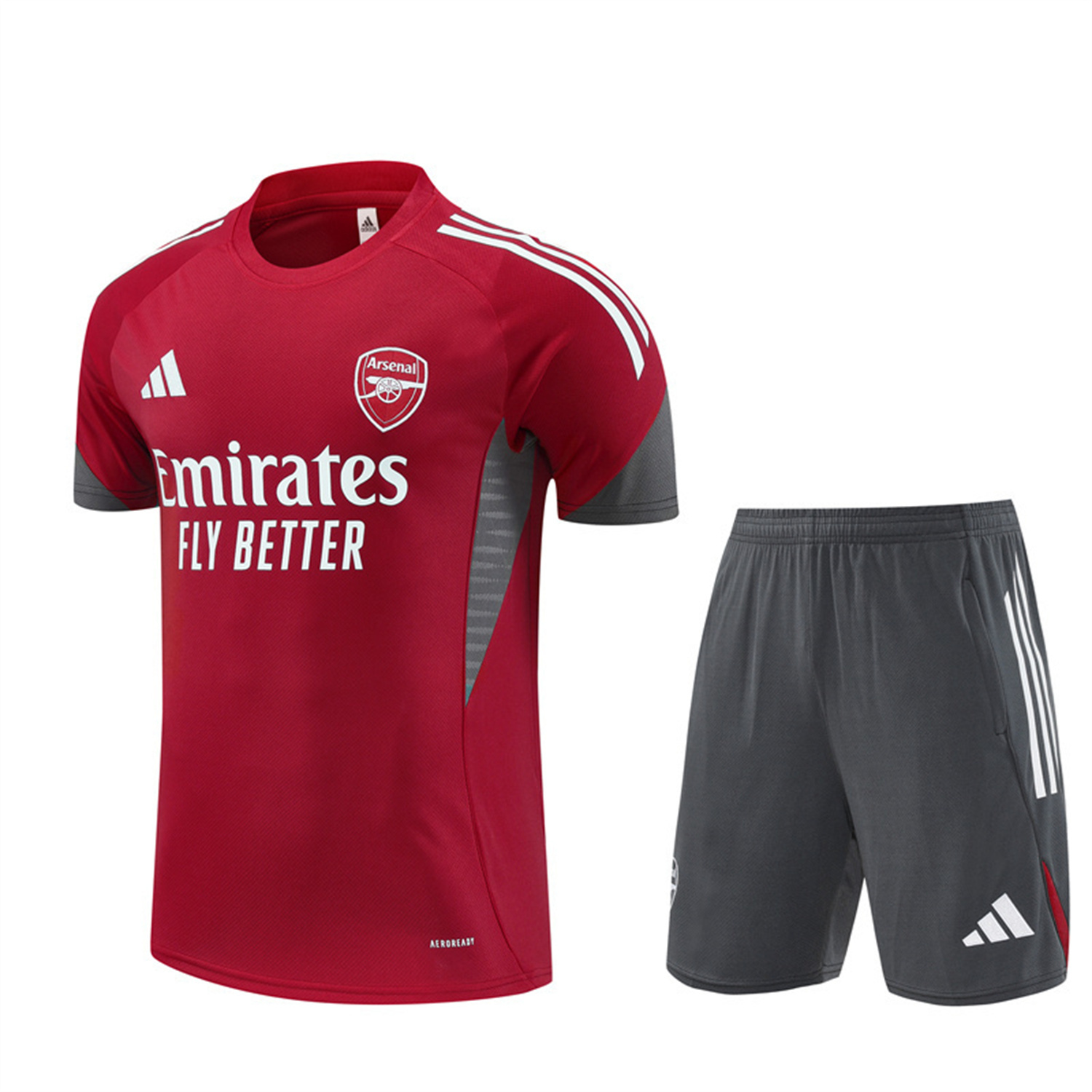 AlphaJersey-Arsenal 25-26 Short-Sleeve Training Set- Red Top & Green Shorts