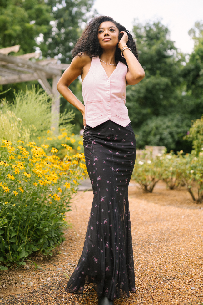 Beneath The Moon Pink Stretch Denim Vest SALE | Elegant Women's Fashion by coolavocek