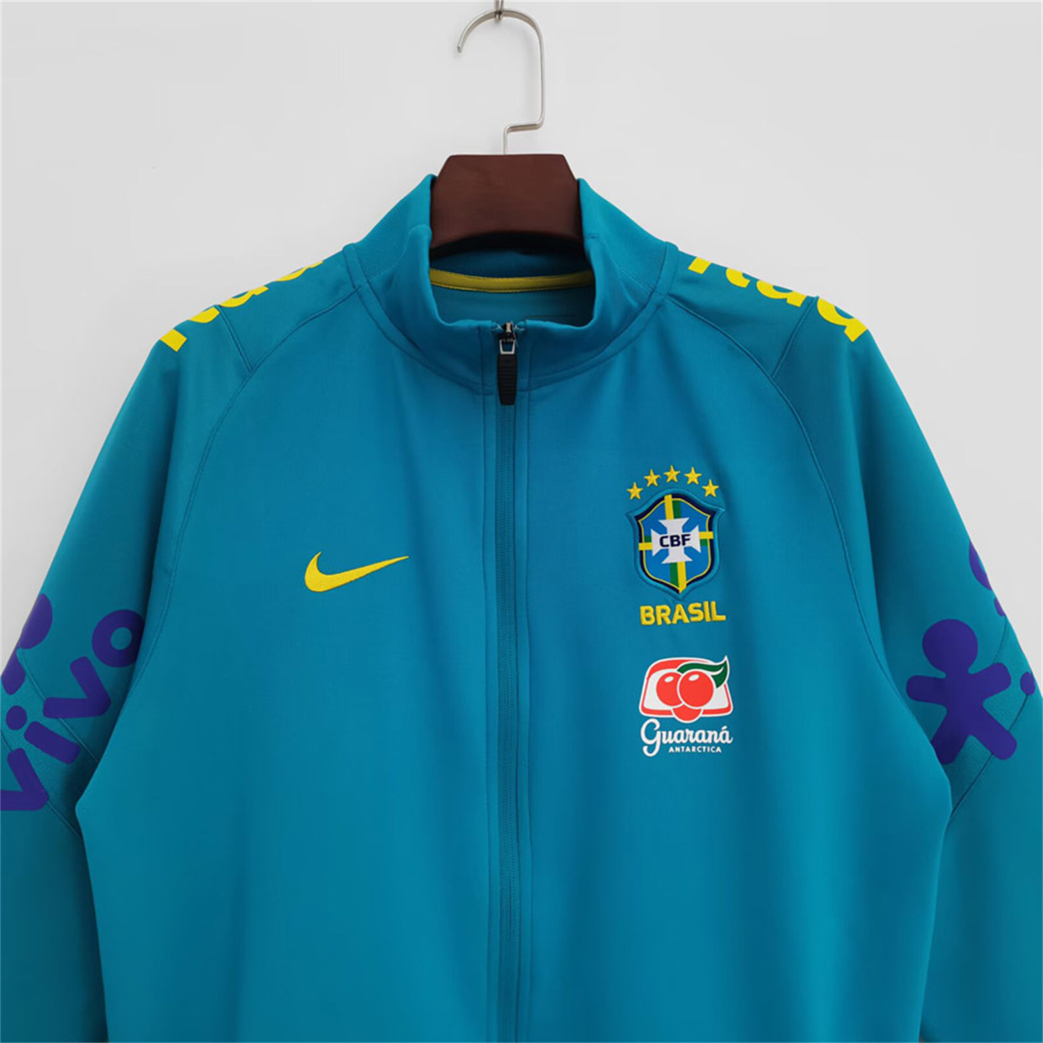 AlphaJersey-Retro Brazil 2022 Lake Blue Windbreaker