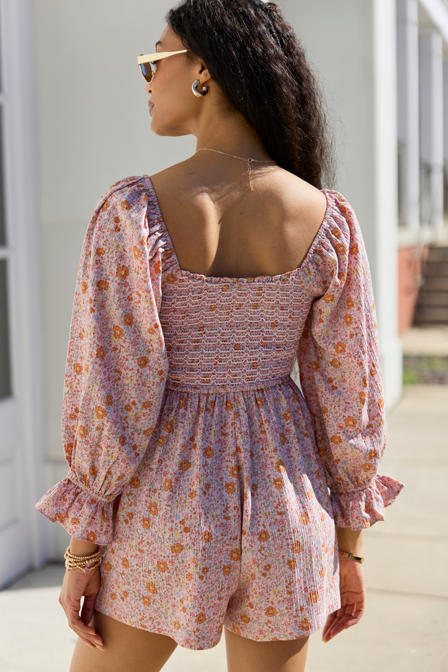 Millie Pink Floral Smocked Top Romper SALE | Elegant Women's Fashion by coolavocek