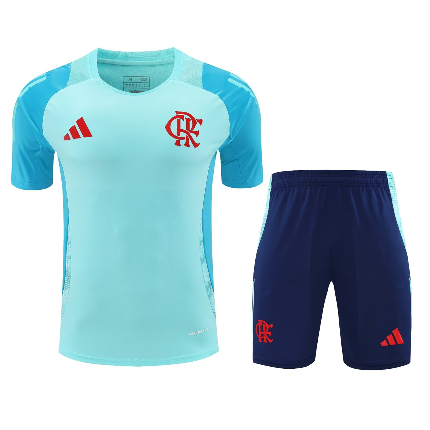 AlphaJersey-Flamengo 25-26 Short-Sleeve Kids Training Set - Light Blue With Royal Blue