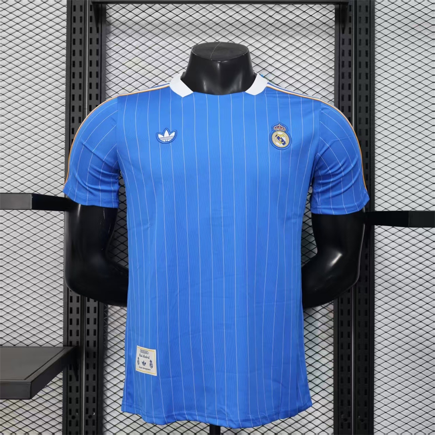 AlphaJersey-Real Madrid 25-26 Trefoil White Lines Blue Travel Jersey - Player Version