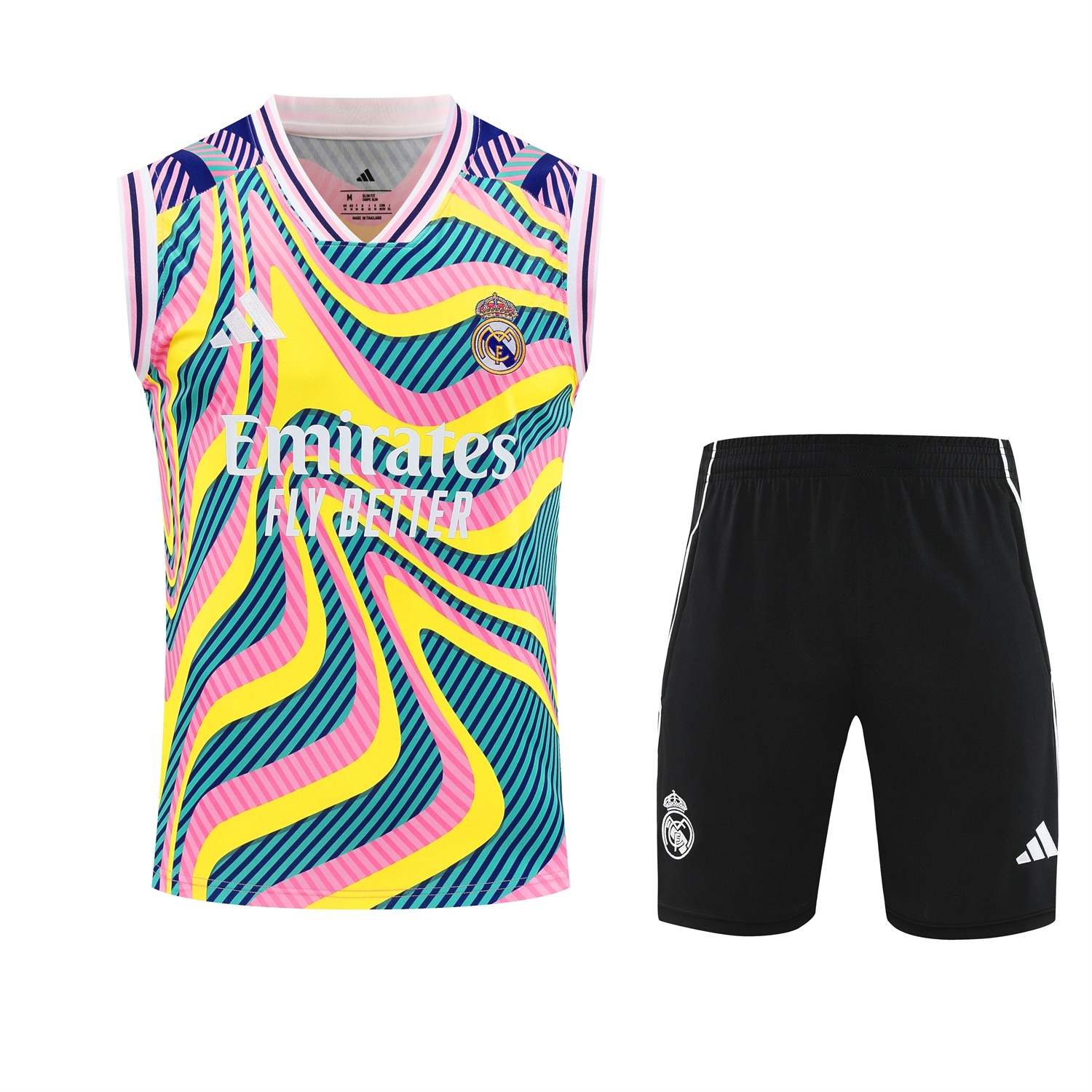 AlphaJersey-Real Madrid 25-26 Vest Training Set - Colorful Vest & Black Shorts