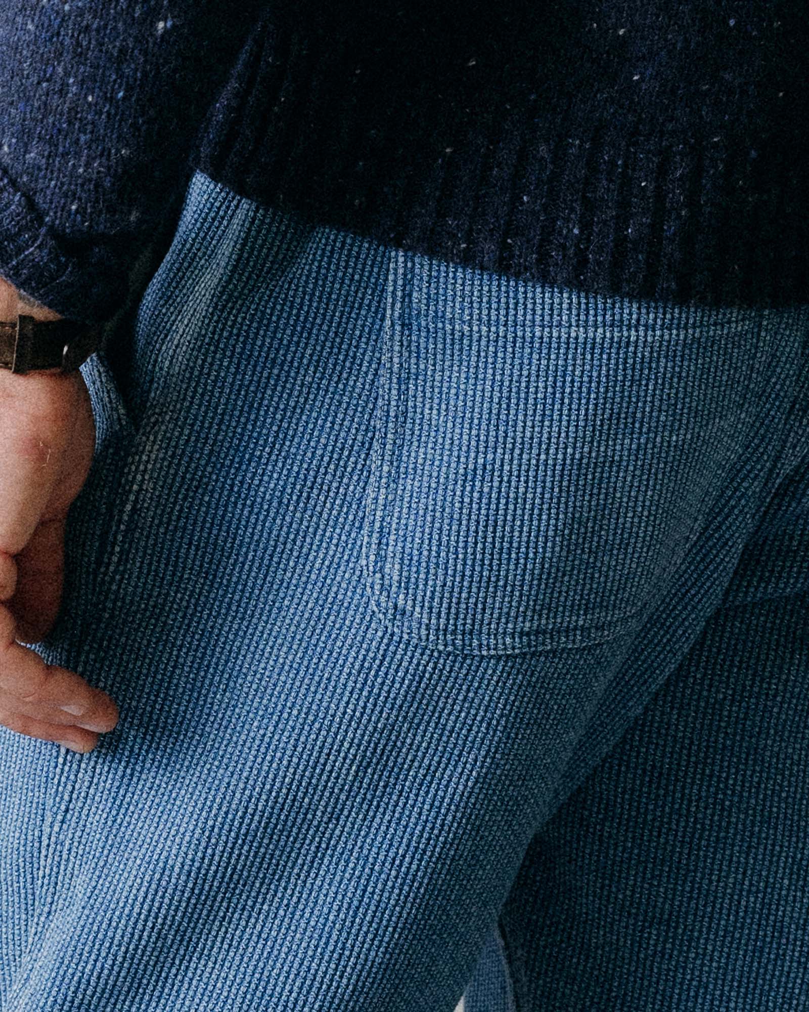 The Apres Pant in Washed Indigo Sashiko | Modern Menswear by yycbvcnbmmnbm
