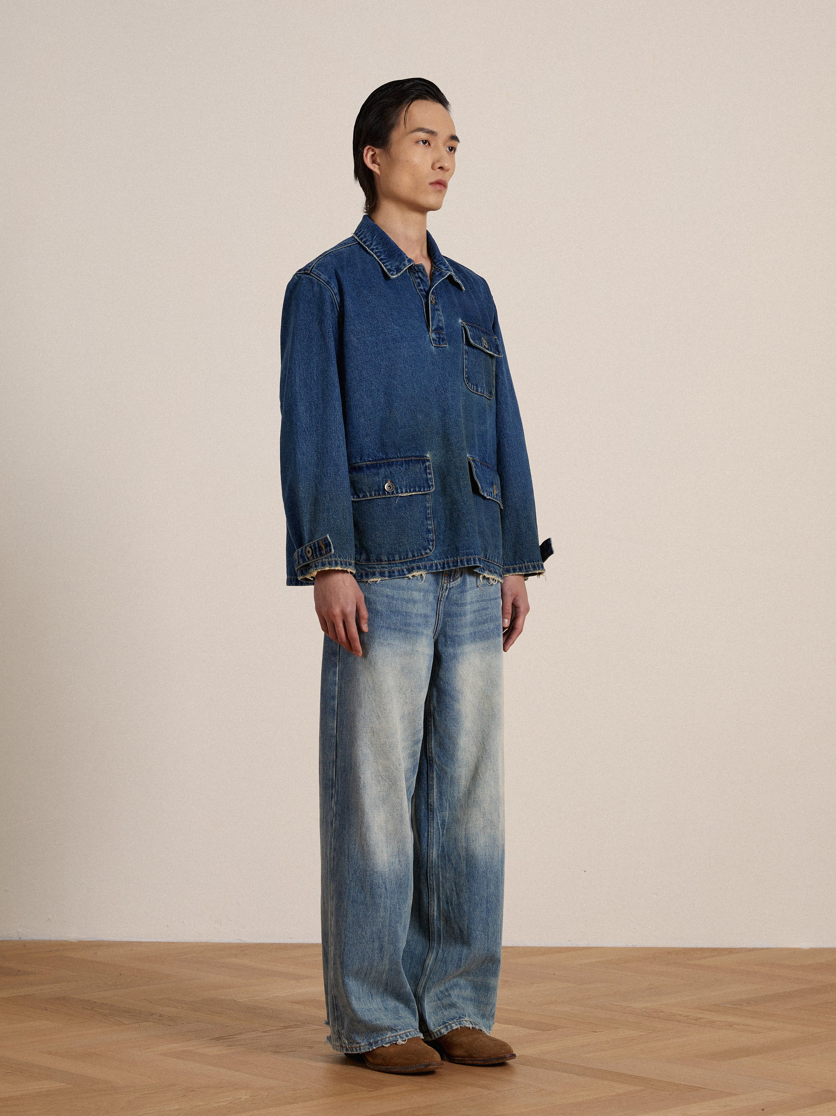 Azin Denim Pullover Work Shirt | Modern Menswear by yycbvcnbmmnbm