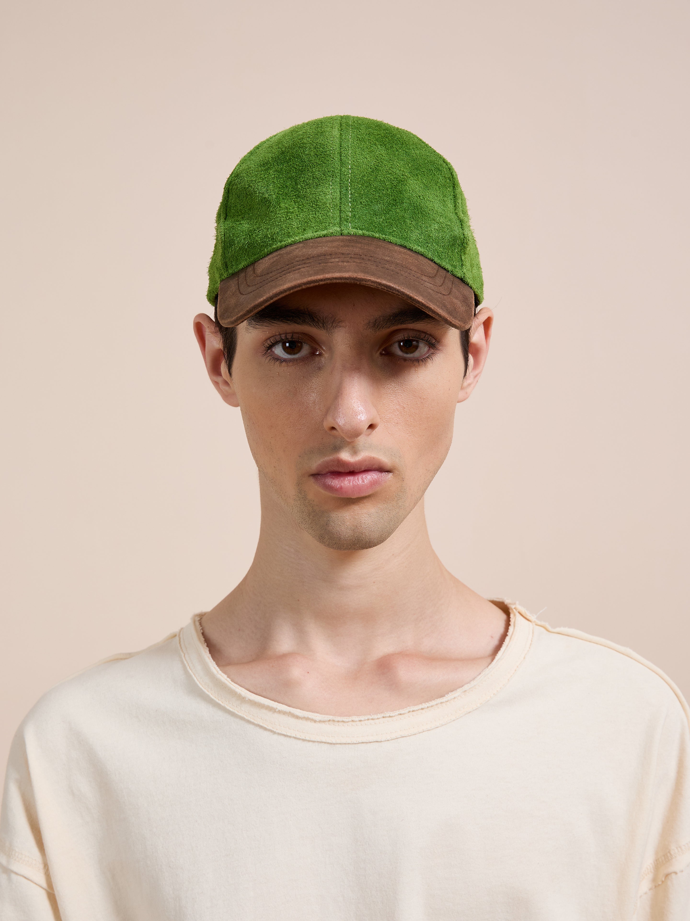 Suede Leather Contrast Distressed Cap | Modern Menswear by yycbvcnbmmnbm
