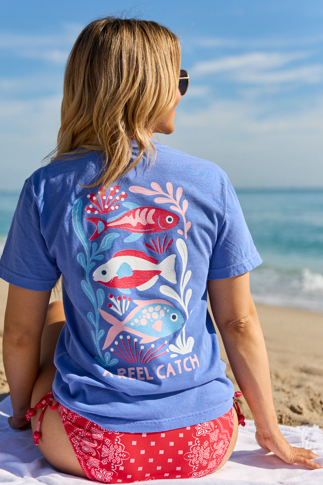 A Reel Catch Blue Graphic Tee | Elegant Women's Fashion by coolavocek