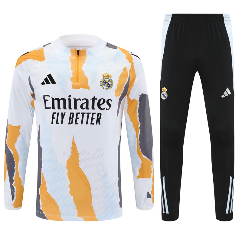 AlphaJersey-Real Madrid 2025 Kids Long Sleeve Training Set - Three Color Mixing