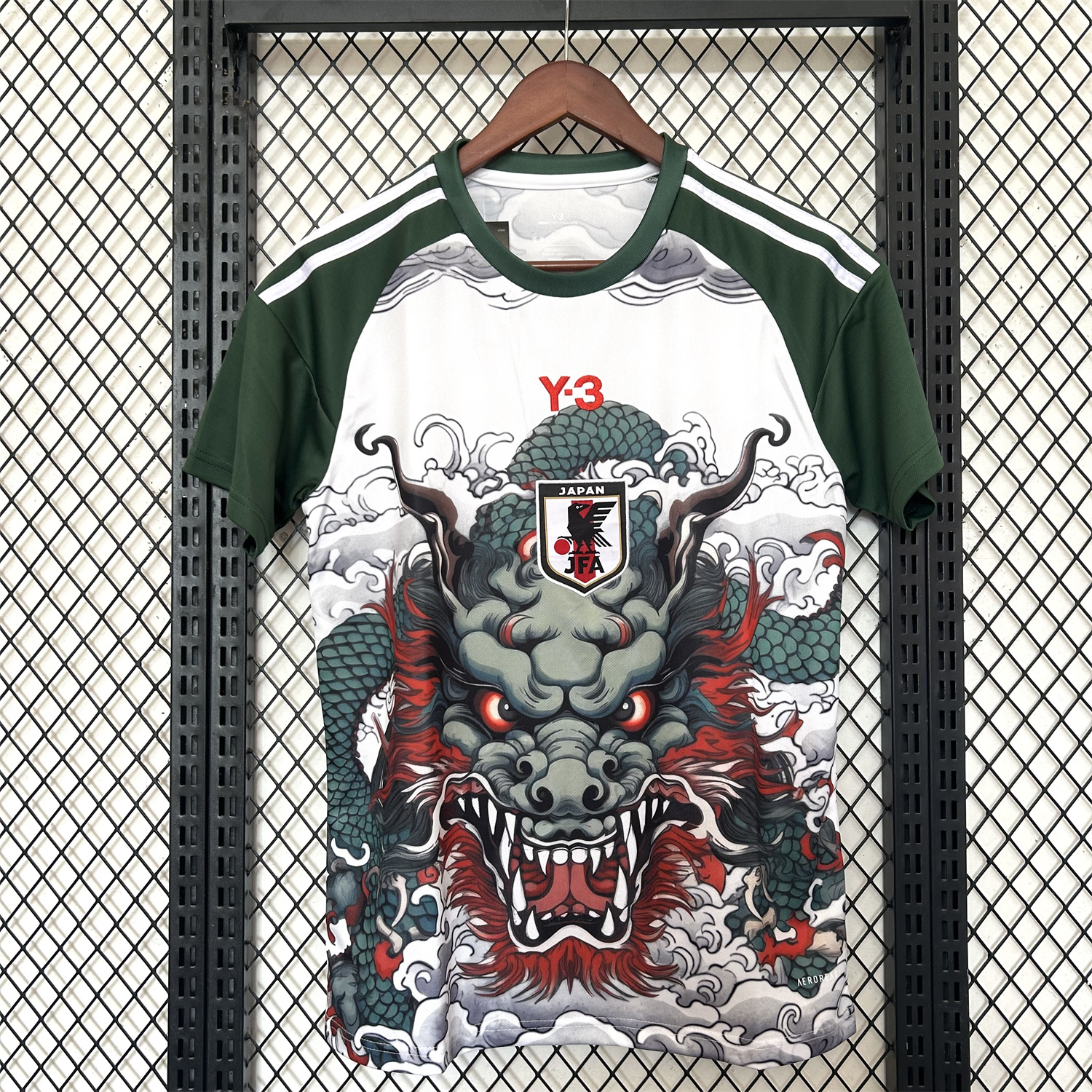 AlphaJersey-Japan 25-26 Y3 Green Dragon Roar White Jersey - Fans Version