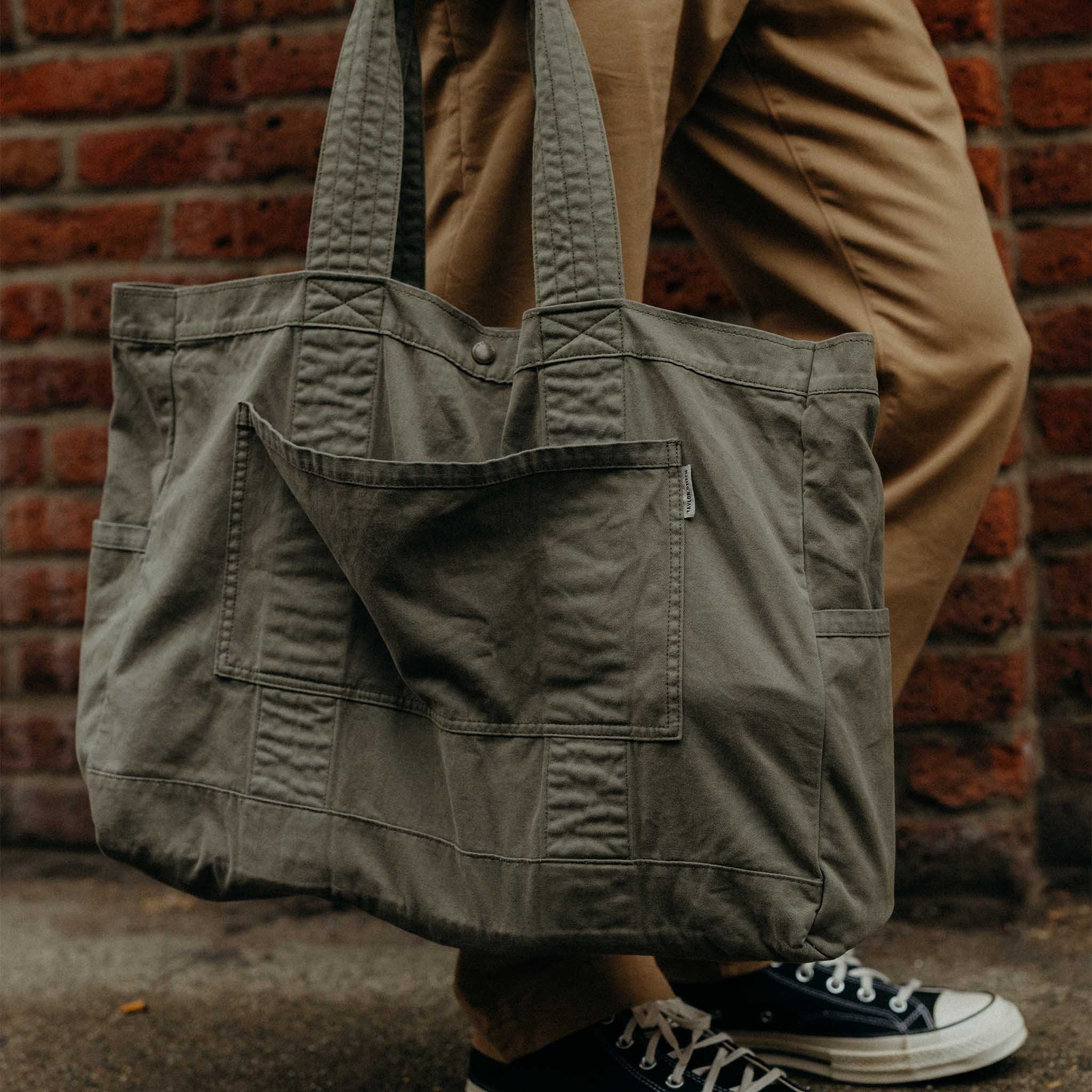 The Foundation Tote in Organic Smoked Olive | Modern Menswear by yycbvcnbmmnbm