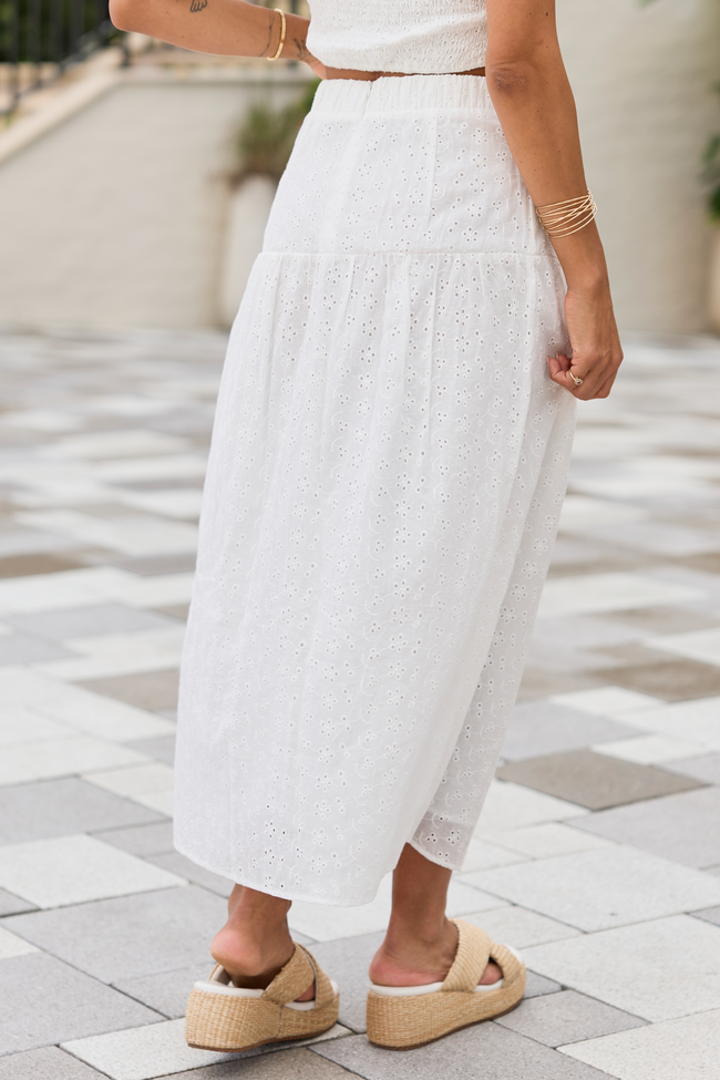 Take It Easy White Eyelet Tube Top Set | Elegant Women's Fashion by coolavocek