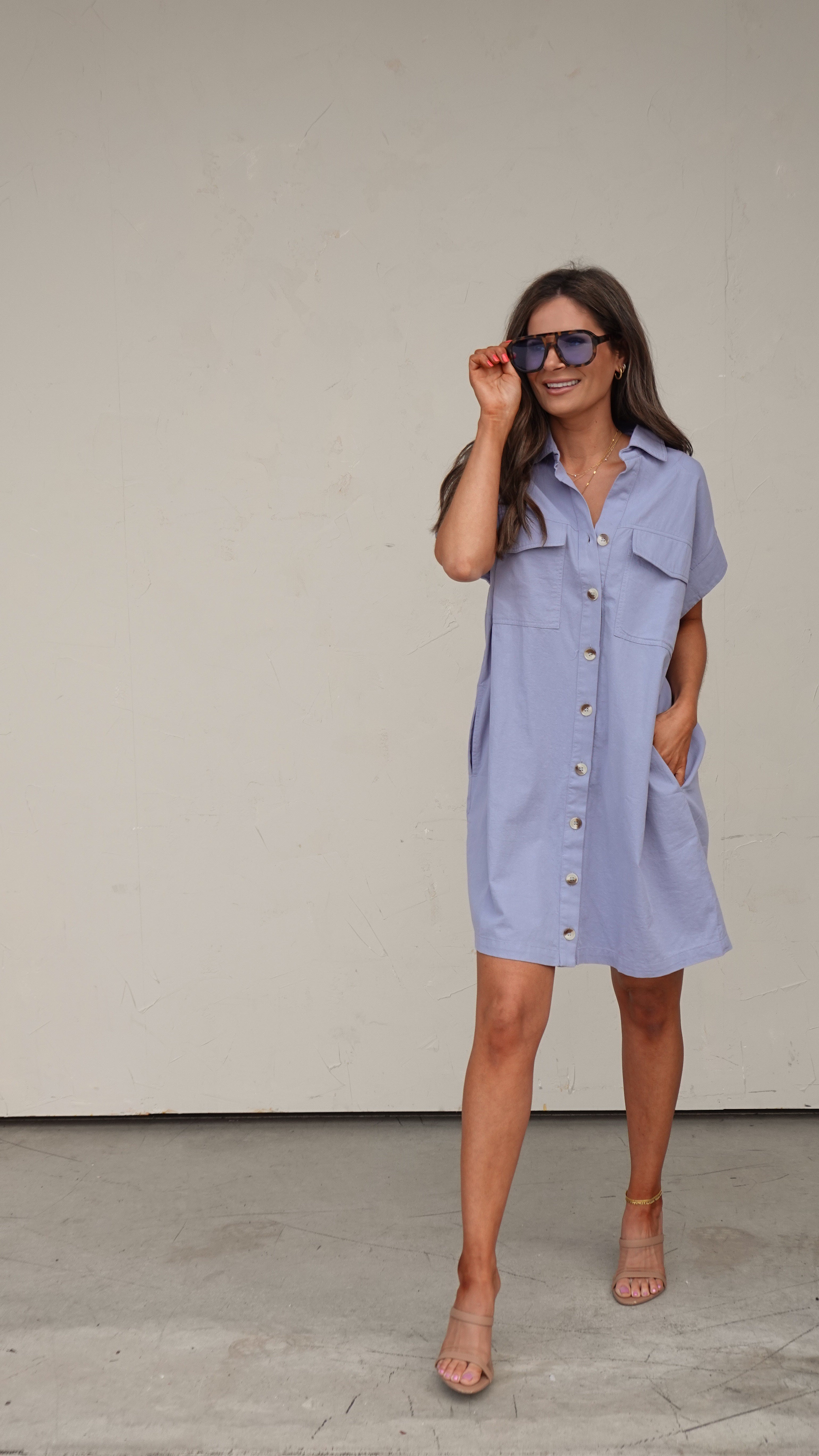 Blue Utility-Style Button Front Dress | Elegant Women's Fashion by coolavocek