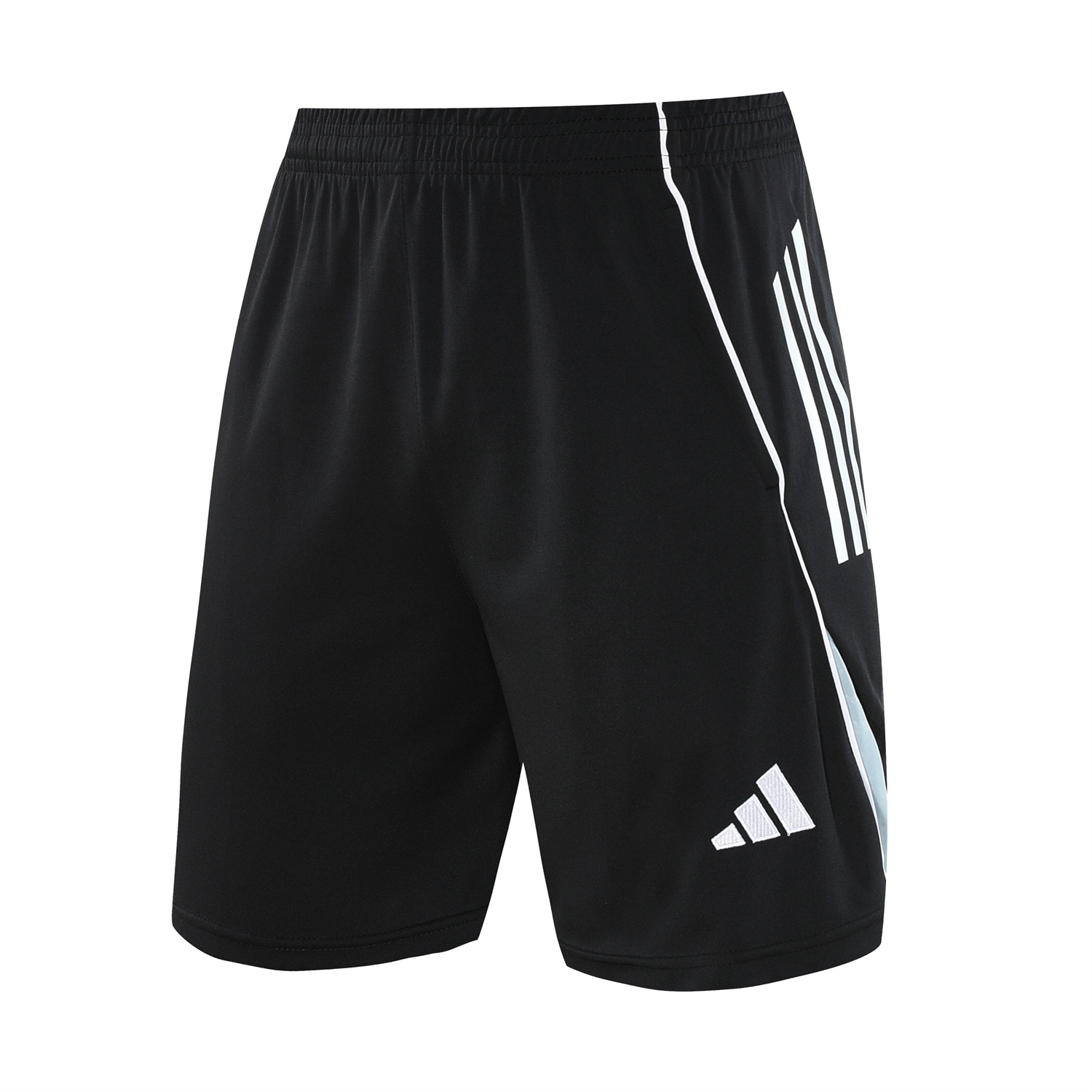 AlphaJersey-Real Madrid 25-26 Short-Sleeve Training Set - Light Grey Stripes Black Top & Black Shorts