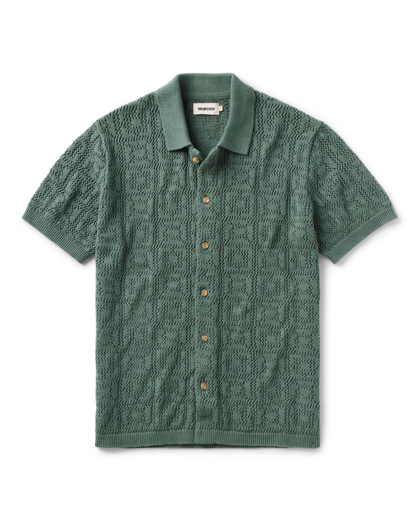 The Monterey Sweater Polo in Deep Sea Geo Crochet | Modern Menswear by yycbvcnbmmnbm