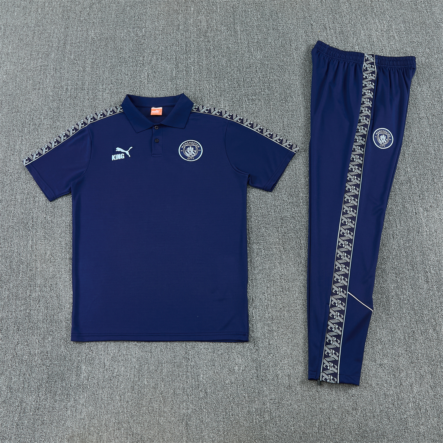AlphaJersey-Manchester City 25-26 POLO Short-Sleeve Training Set - Dark Blue Top and Pants