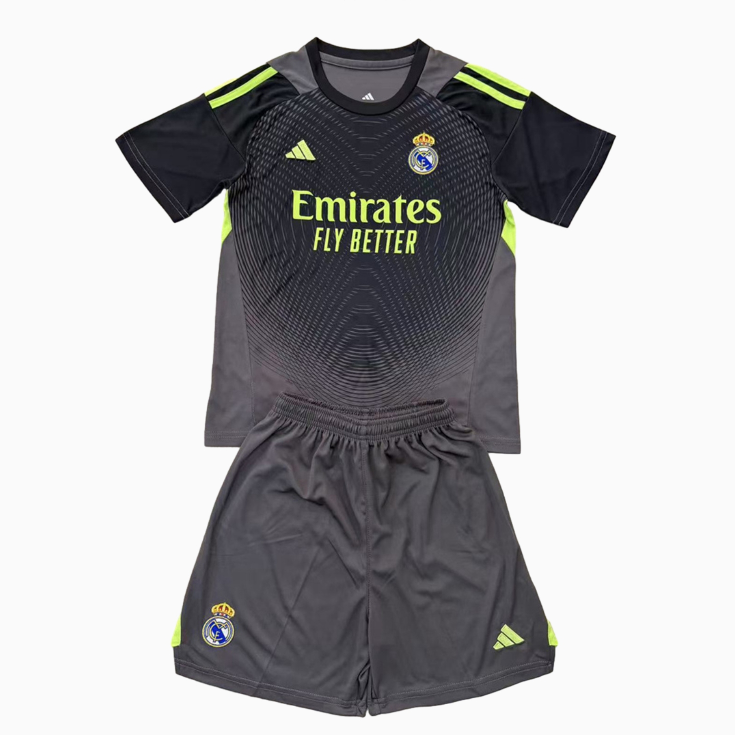 AlphaJersey-Real Madrid 25-26 Grey Black Goalkeeper Men's Adult Jersey Set - Fans Version