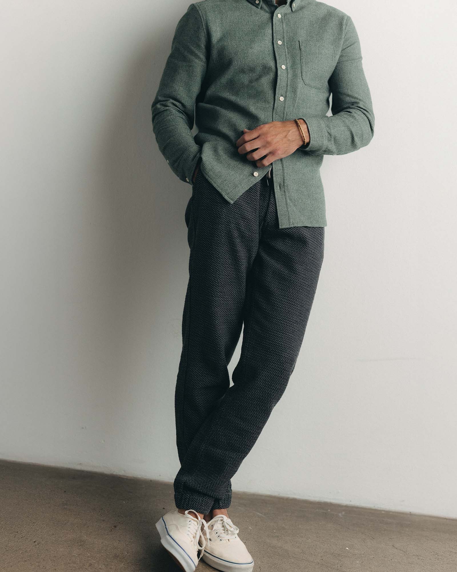 The Apres Pant in Charcoal Sashiko | Modern Menswear by yycbvcnbmmnbm
