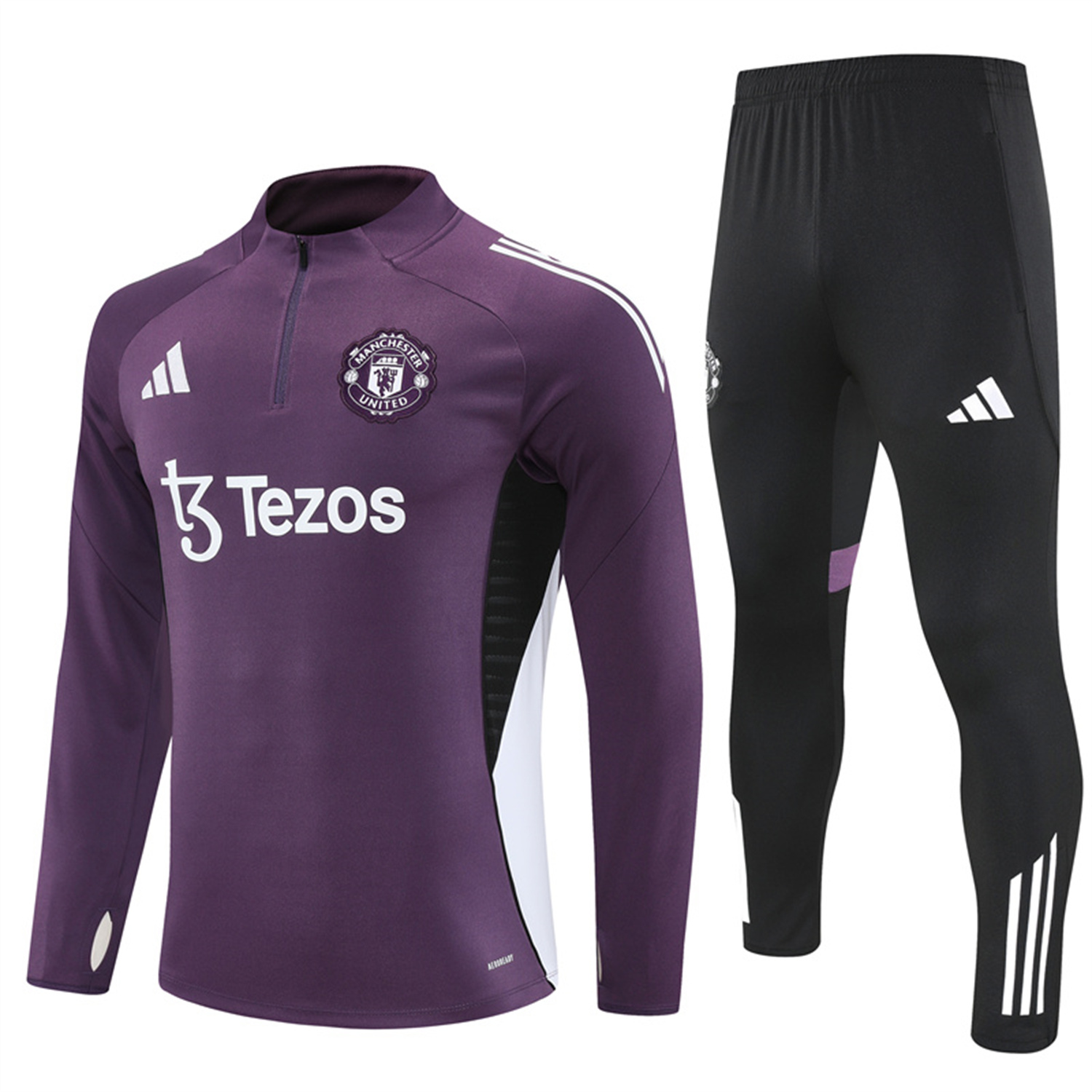AlphaJersey-Manchester United 25-26 Long Sleeves Training Set - Purple Top & Black Pants