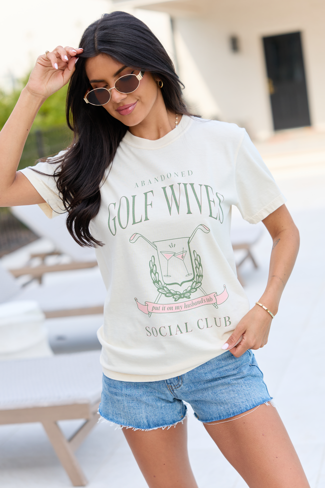 Golf Wives Social Club Ivory Graphic Tee | Elegant Women's Fashion by coolavocek
