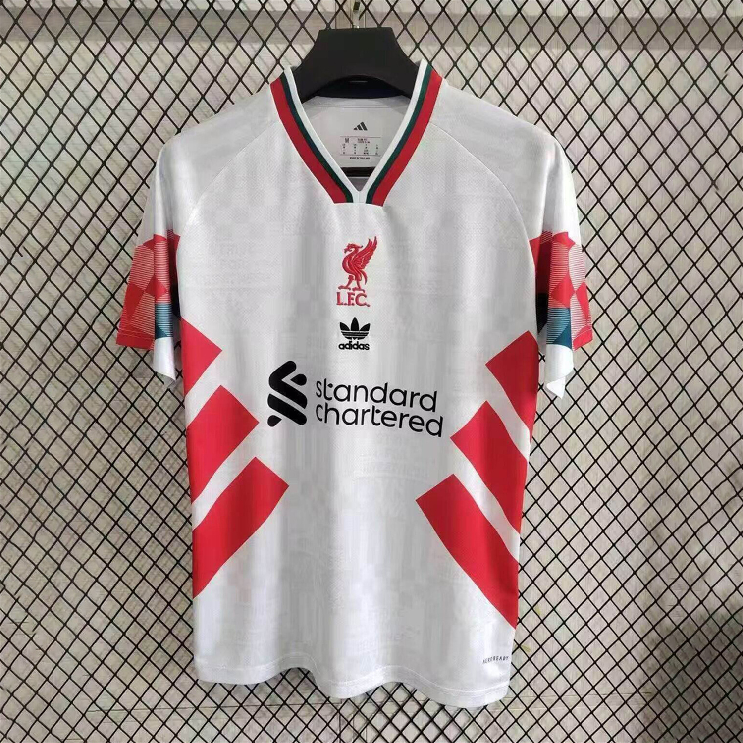AlphaJersey-Liver.pool 25-26 Retro Style Red Stripes White Jersey - Fans Version