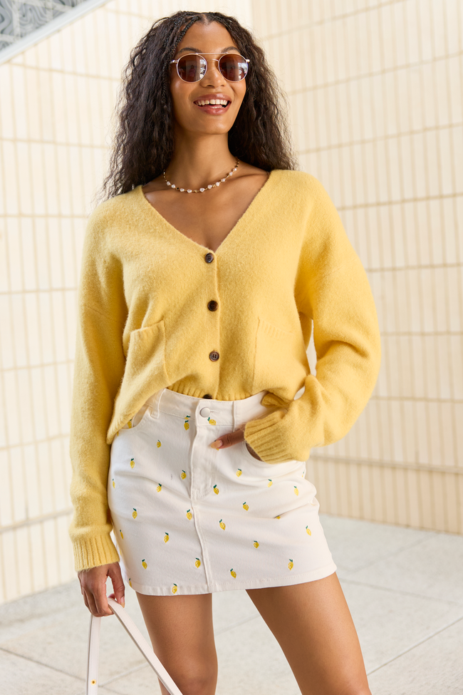 Kathryn Yellow Long Sleeve Cardigan SALE | Elegant Women's Fashion by coolavocek