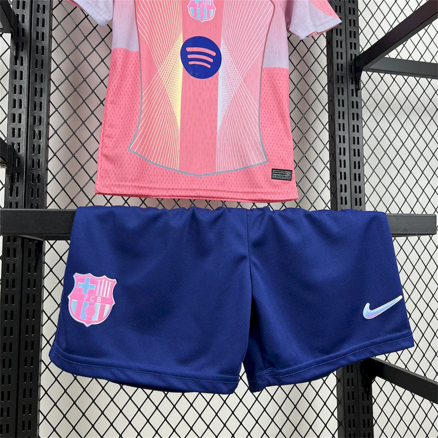 AlphaJersey-Barcelona 25-26 T90 White Lines Pink Gradient Special Kids Kit