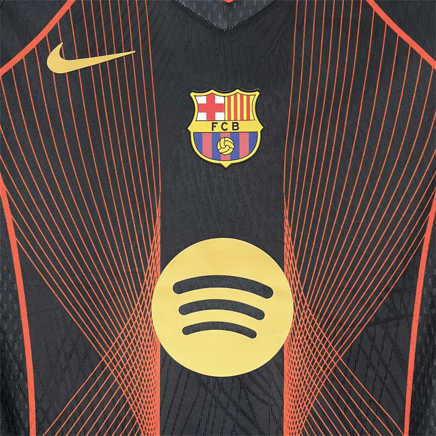 AlphaJersey-Barcelona 25-26 T90 Orange Lines Black Special Jersey - Fans Version