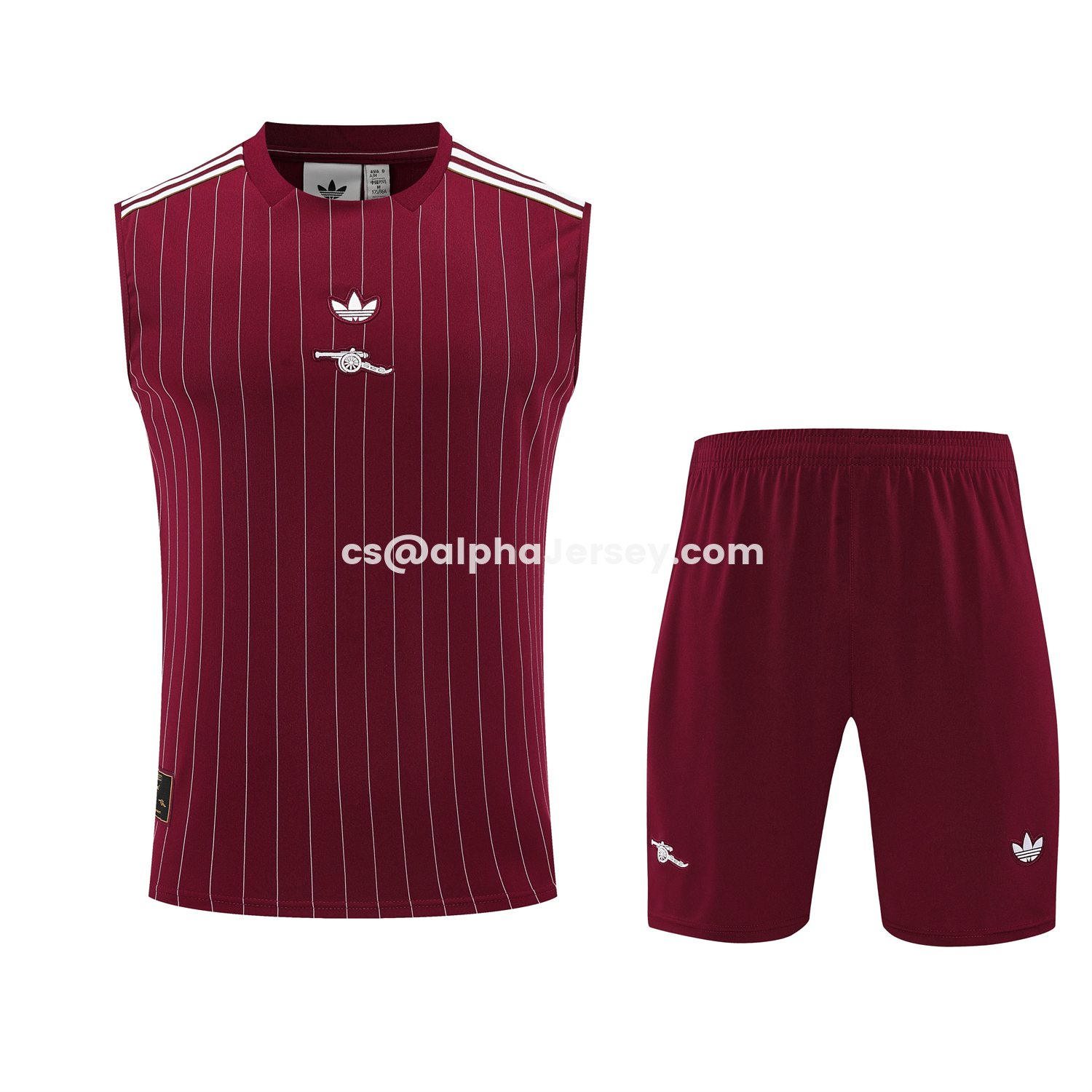 AJ-AlphaJersey-Arsenal 25-26 Retro Style Vest Training Set - Burgundy With White Stripes Top & Pants
