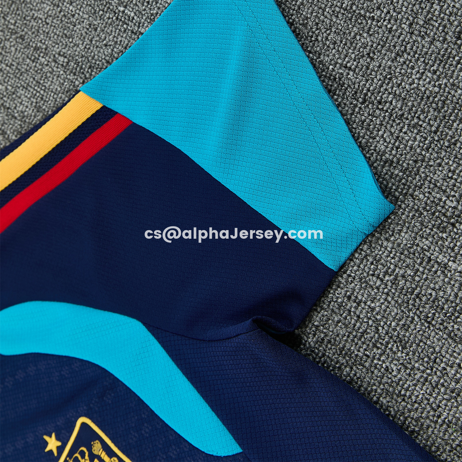 AJ-AlphaJersey-Spain 2026 Short-Sleeve Training Set - Dark Blue Top & Dark Blue Pants